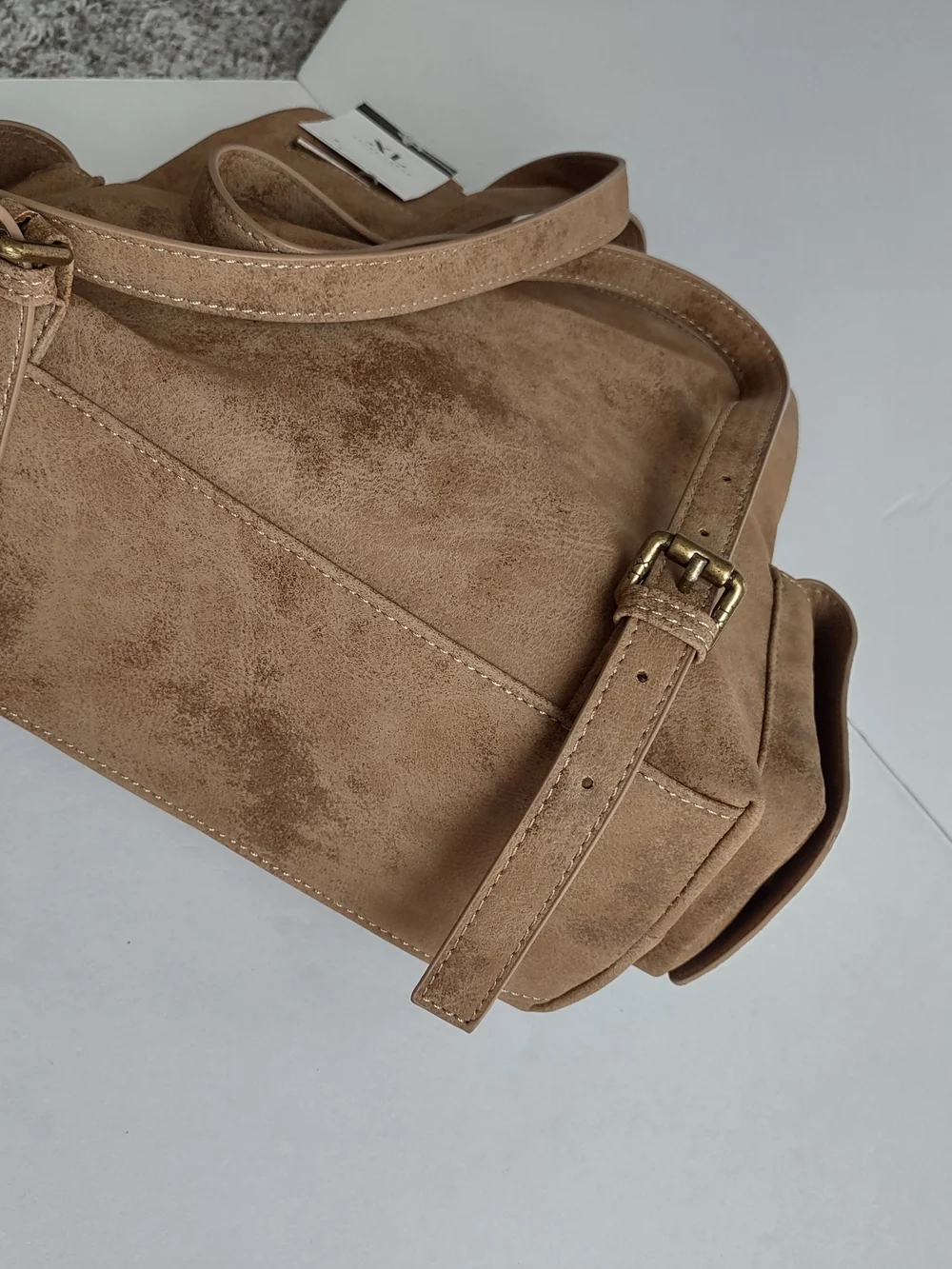 Suede-Effect Tan Men's Backpack